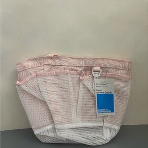 Room Essentials Pink and White Mesh Shower Caddy